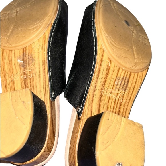 Dansko Maci Black Leather Slides Sandals clogs block heel mules 37 us size 6.5-7 - Picture 3 of 4